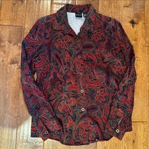 Erika Red and Black Paisley Corduroy Shirt